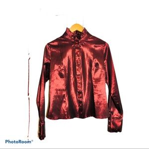 ✨CLARET RED LONG SLEEVES BLING WOMEN SHIRT